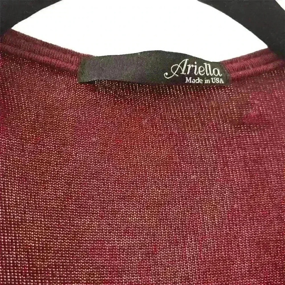 Ariella Women's S Burgundy Long Sleeve Zip-Up A-Line Knee Length Dress - Picture 3 of 7